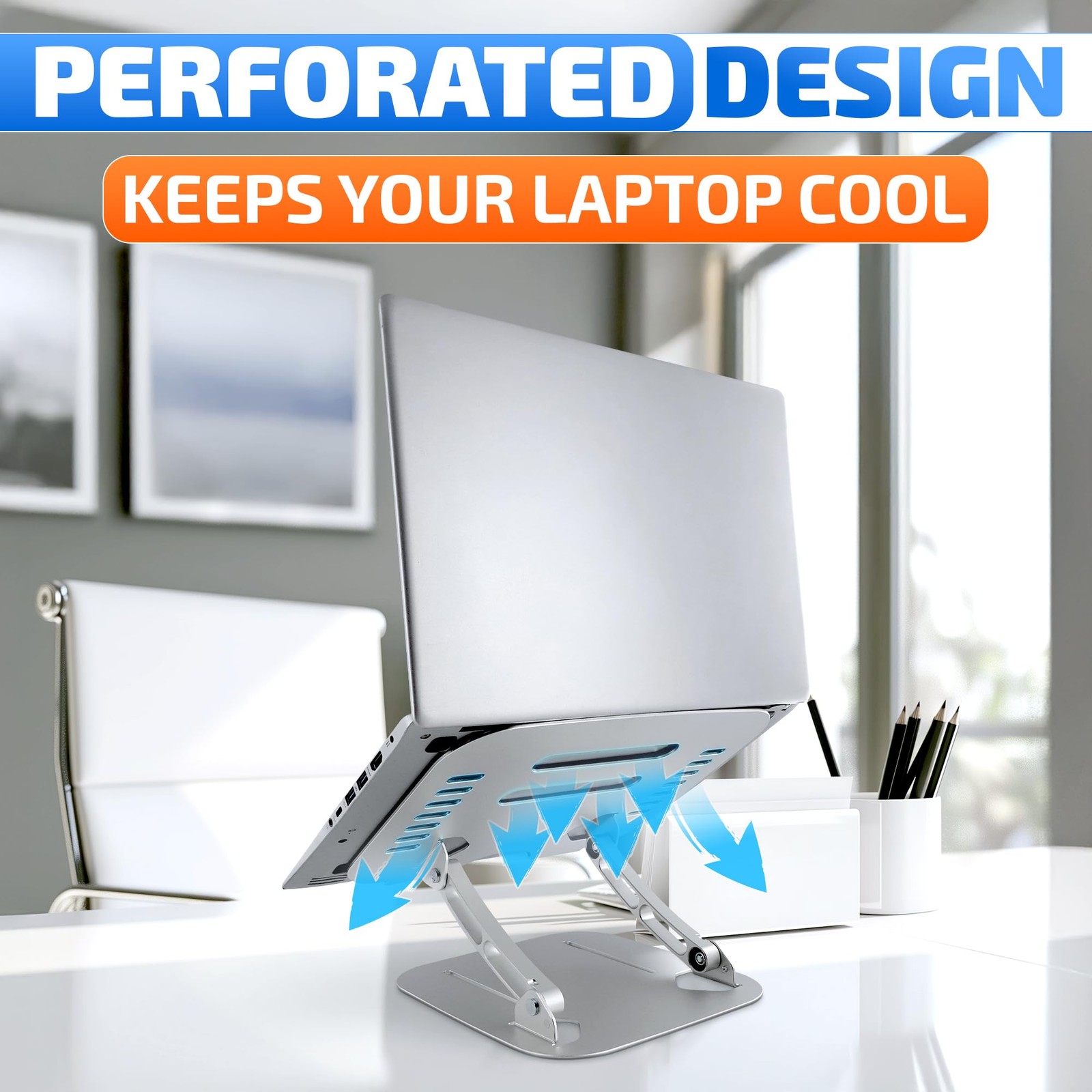 Laptop Stand Height Angle Adjustable Computer Desk Holder Vented Riser