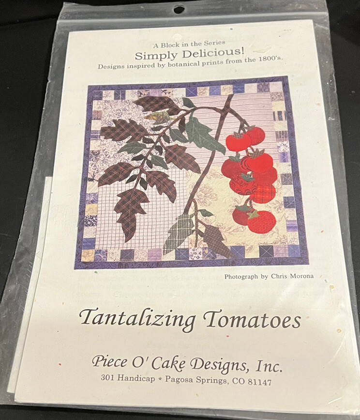 TANTALIZING TOMATOES Quilt Block 16" Pattern Fruit Botanical Prints 1800s