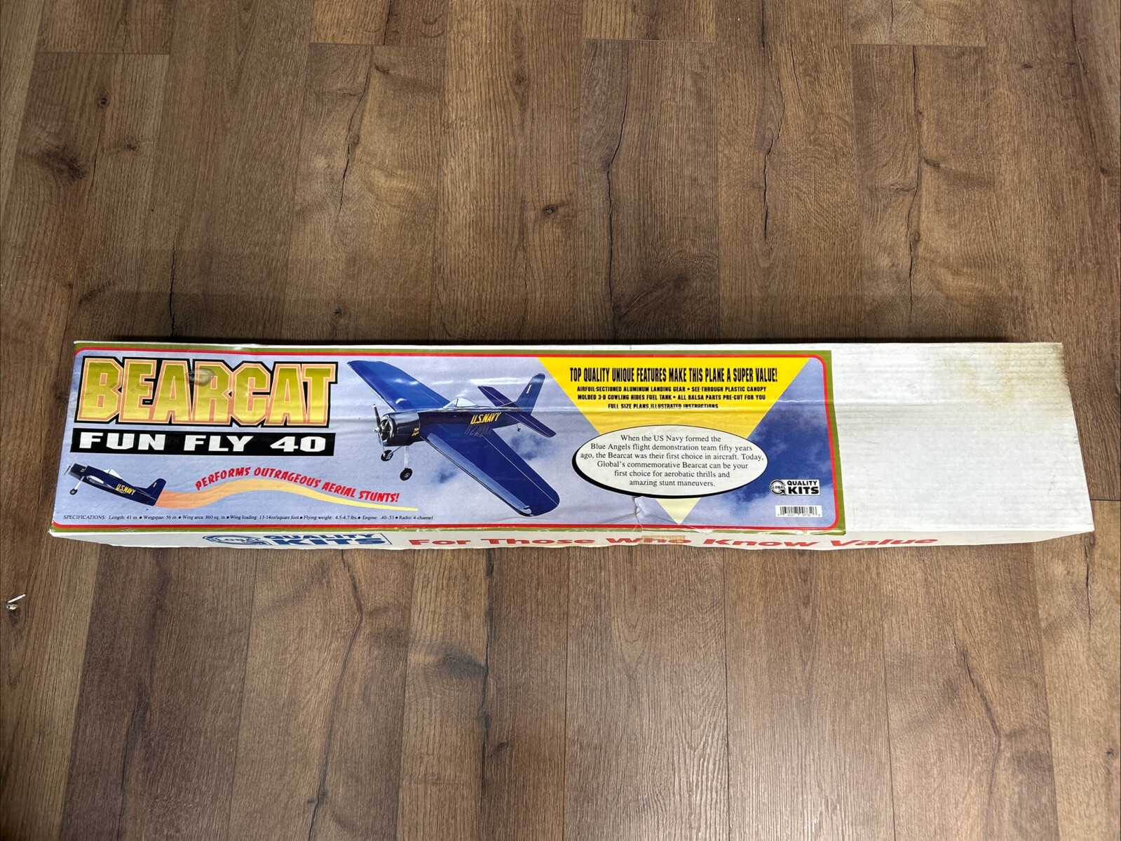 Vintage Global quality Balsa Wood kit Bearcat Fun Fly 40 New In Box Rare Us Navy