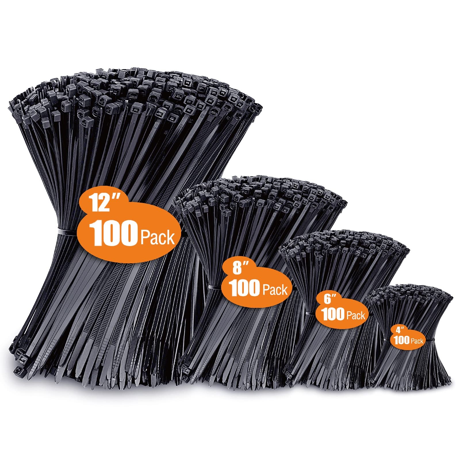 Zip Ties 400 Pack | UV Resistant for organizing electrical wires, hanging lights