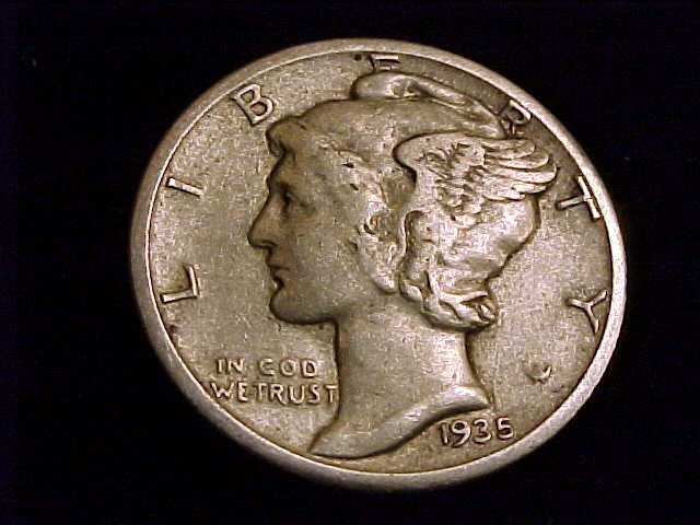 1935-S  Mercury Dime  Very Fine Grade.