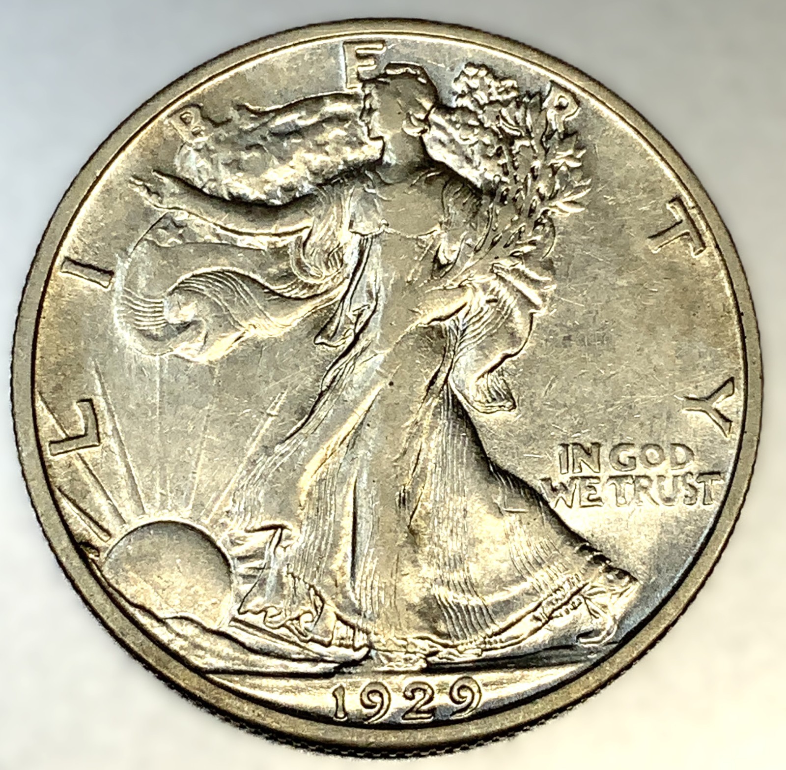 1929 S Walking Liberty Silver Half Dollar 50 Cent 90% Silver AU Condition - 2049
