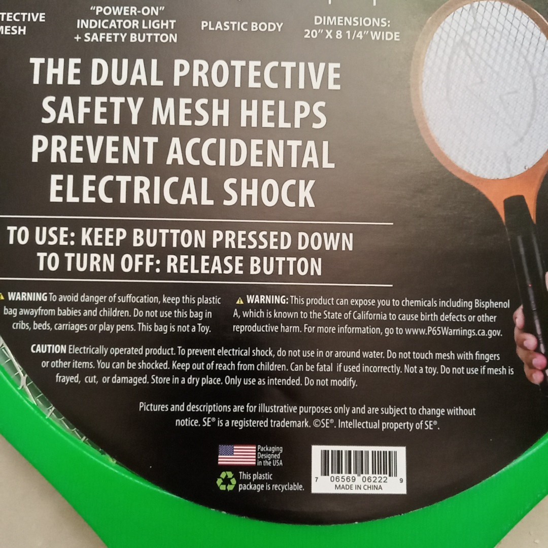 2x Electric Bug Zapper Handheld Fly Swatter Mosquito Killer Insect Racket Two Pc