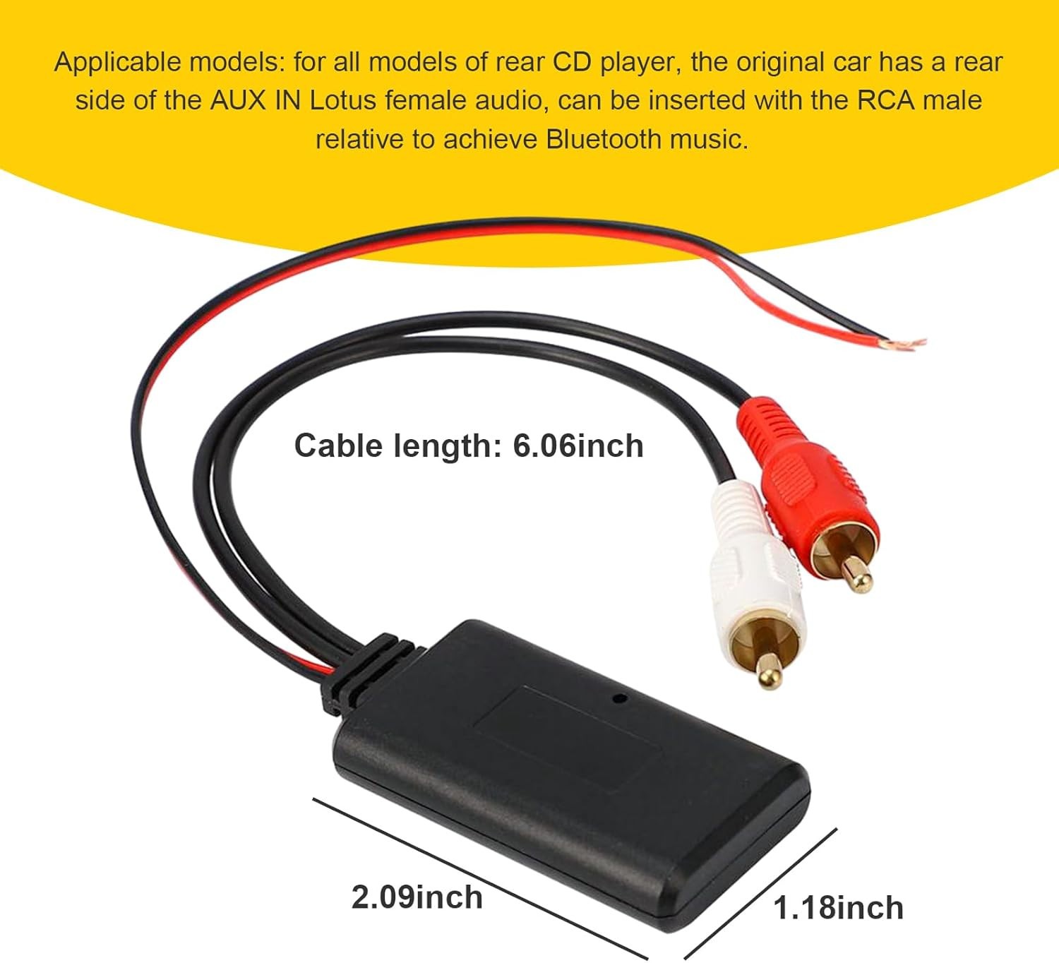 Car Audio Stereo 2 RCA Interface Cable Adapter Bluetooth AUX Receiver Module