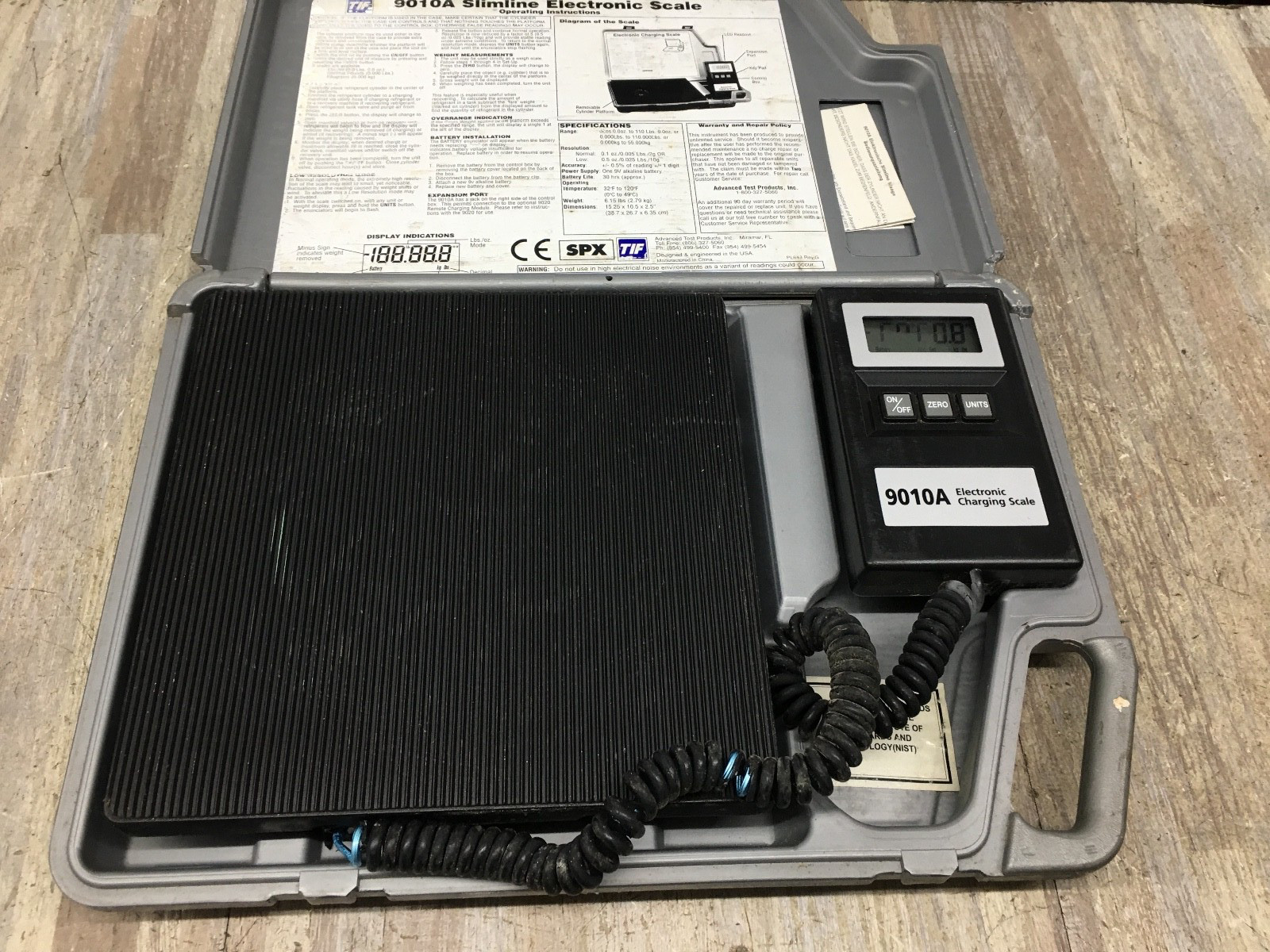 TIF 9010A Slimline Electronic Refrigerant Charging Scale AS IS / FOR REPAIR