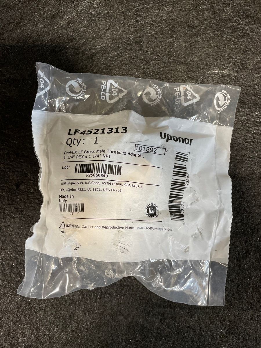 UPONOR LF4521313 ProPEX LF Brass Male Threaded Adapter 1-1/4" PEX x 1-1/4" NPT