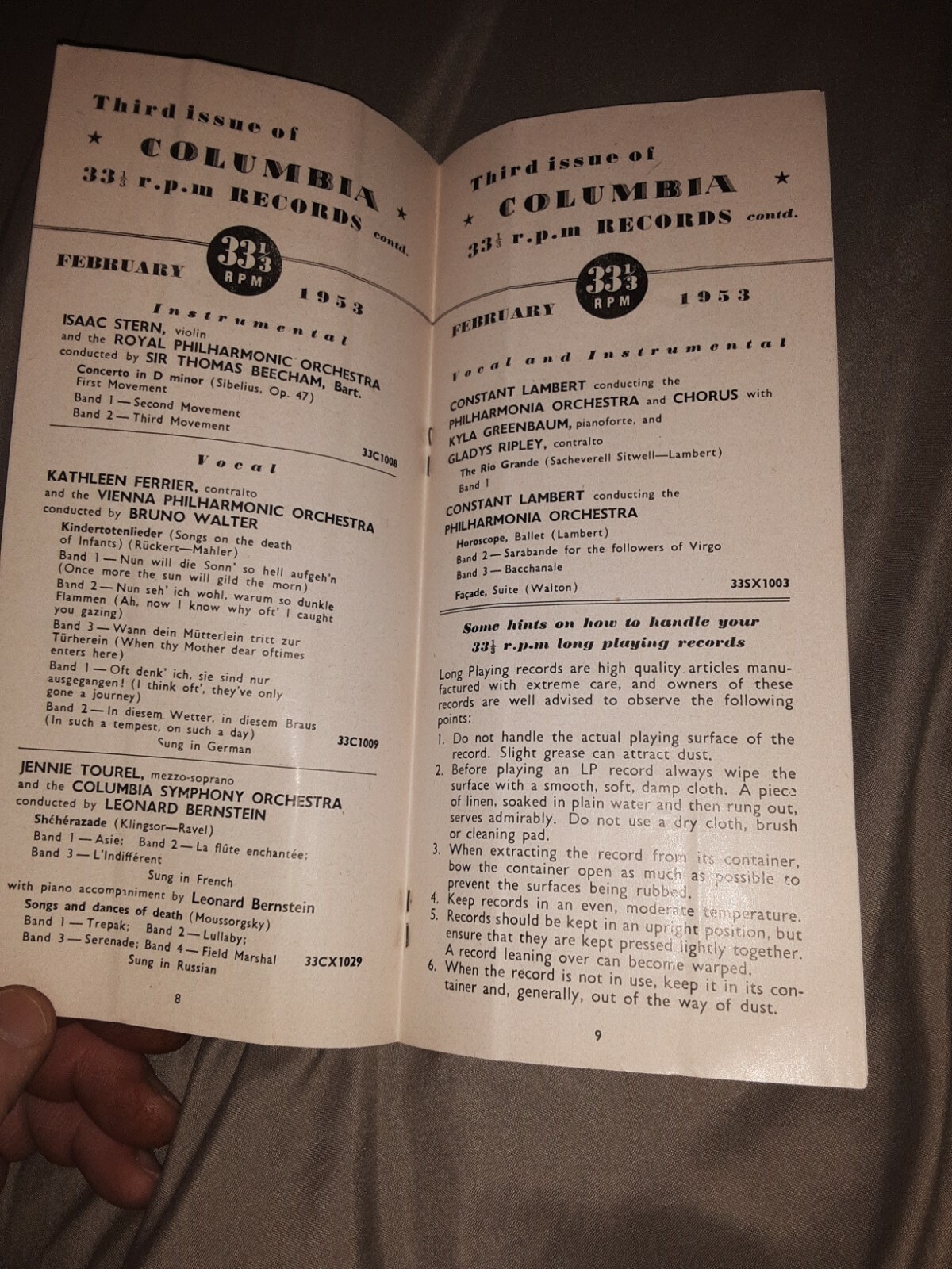 Columbia Records Supplement Catalog 1953