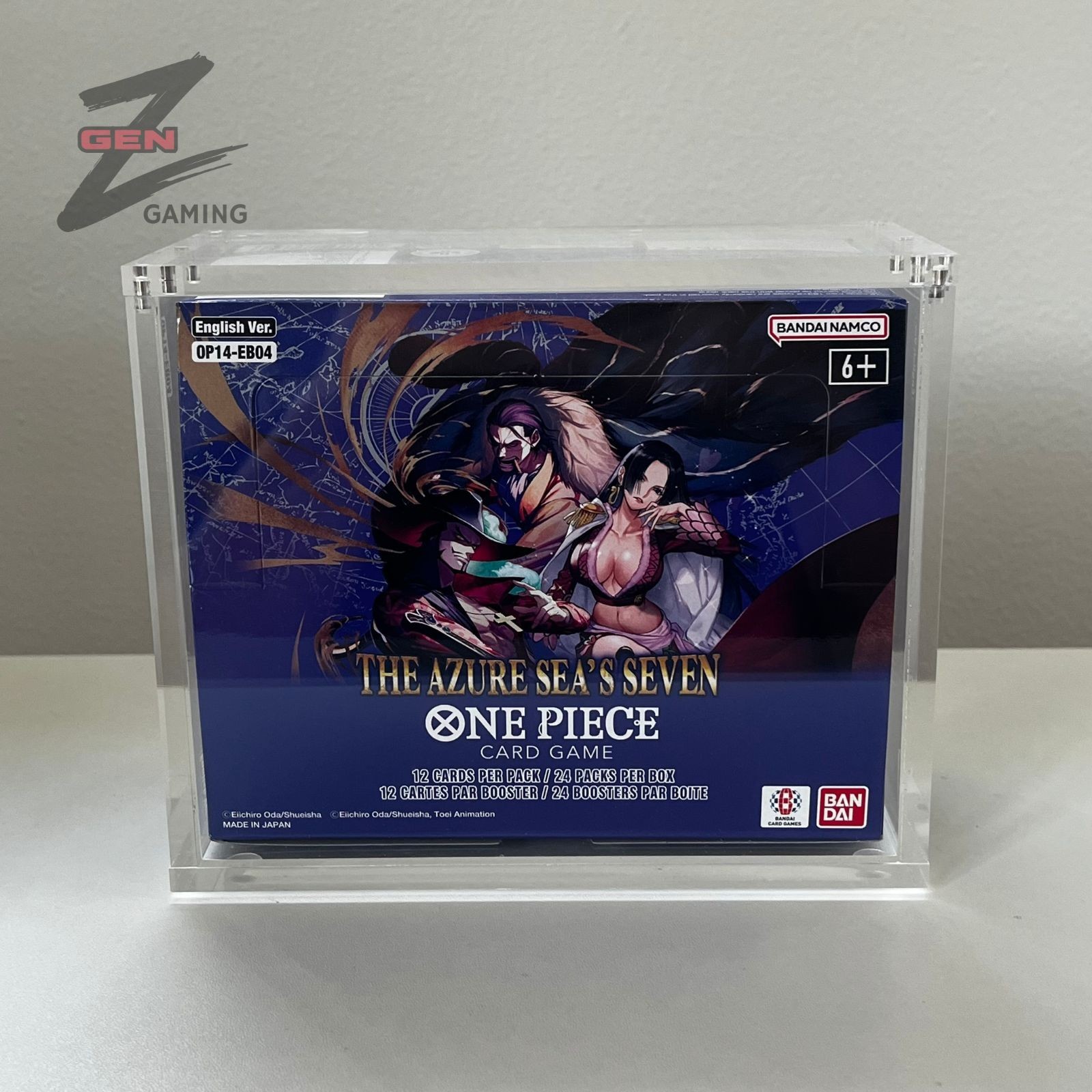 One Piece Booster Box Acrylic Display Case OP04-16 Rounded Magnetic Lid 99% UVR