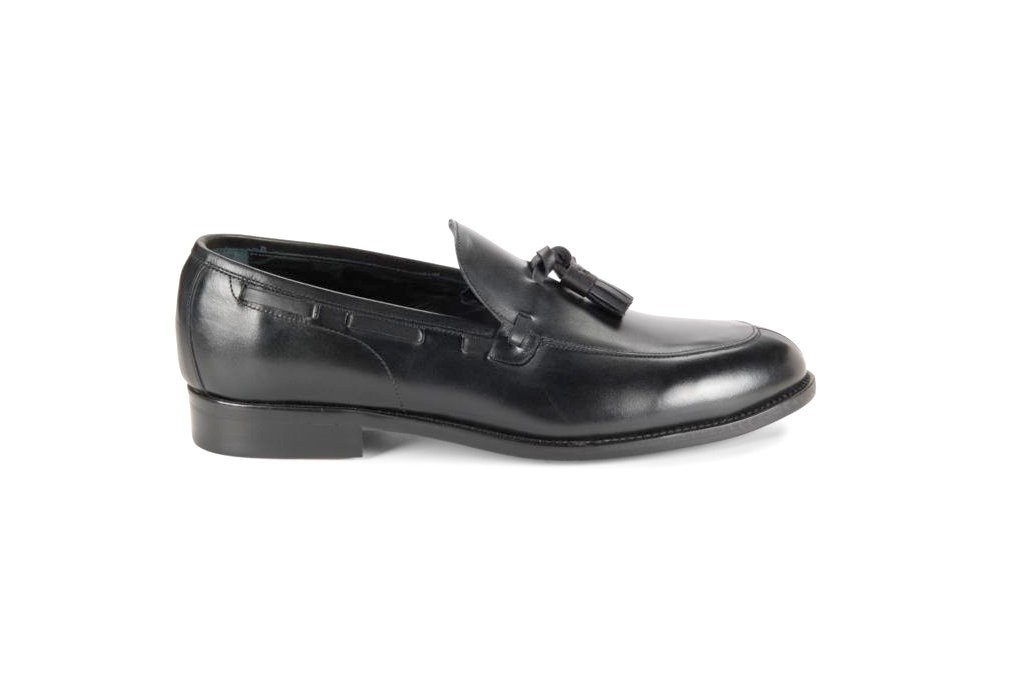 $950 NIB Nettleton Black Leather Almond Toe Tassel Loafers Slip Ons Shoes