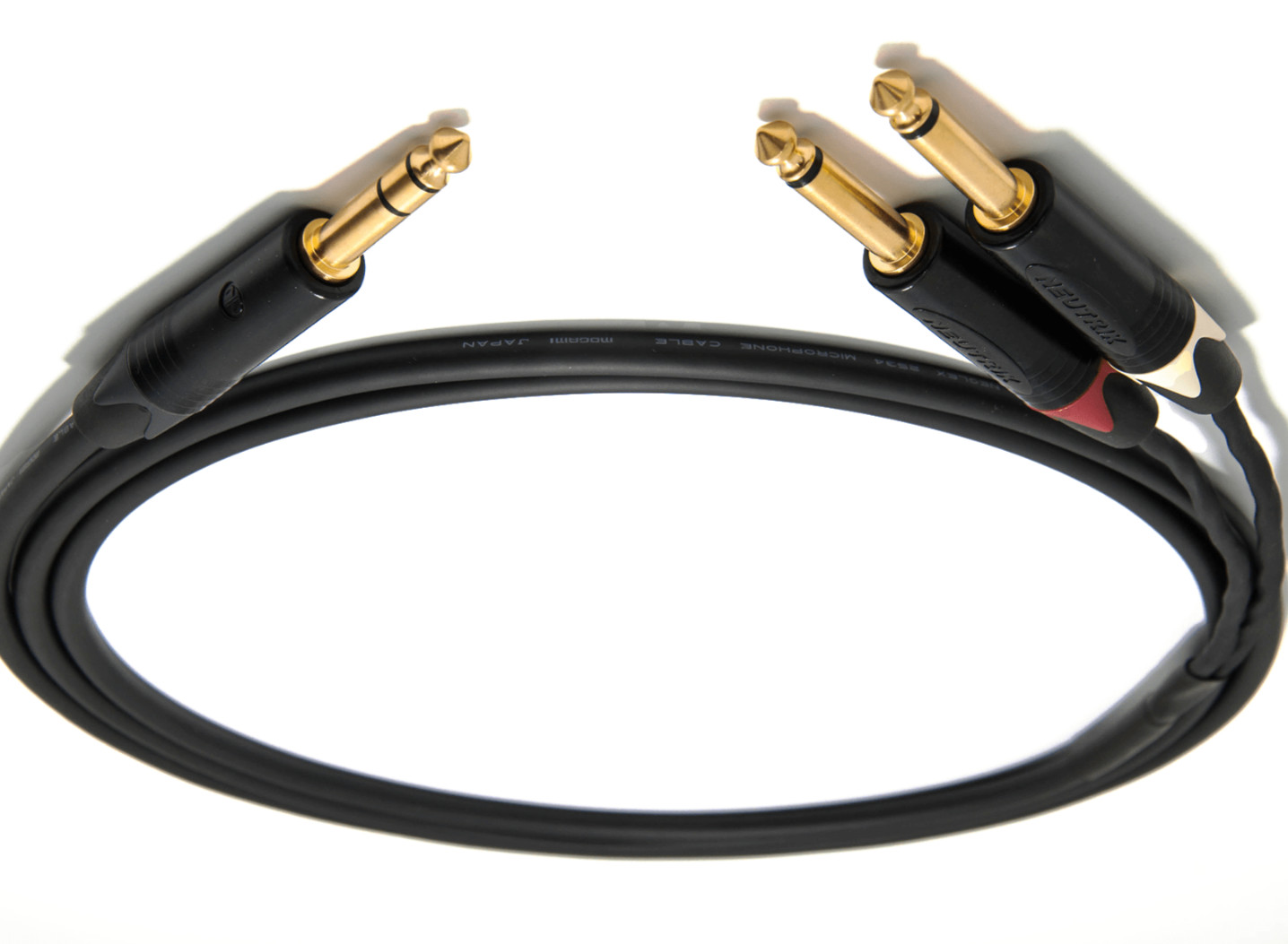 1FT to 25'FT Mogami 2534 Neutrik Gold 1/4 Stereo to 2-1/4 L-R Star Quad Cable