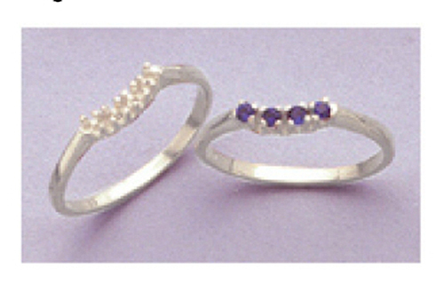 (4) 2mm Accented Sterling Silver Pre-Notched Curved Wedding Band Size 7 or 8