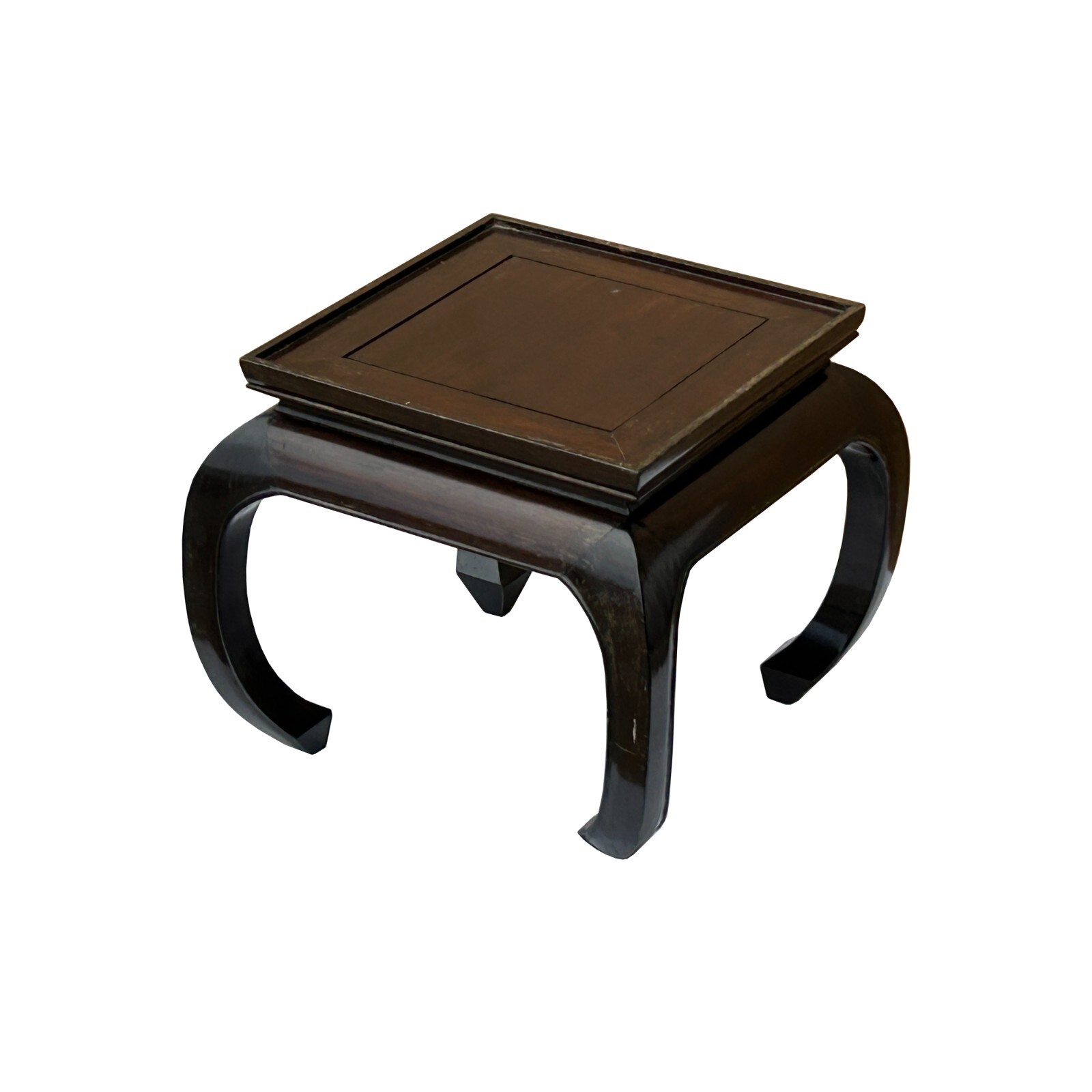 Oriental Chinese Brown Curve Leg Square Side Table Display Stand ws3816