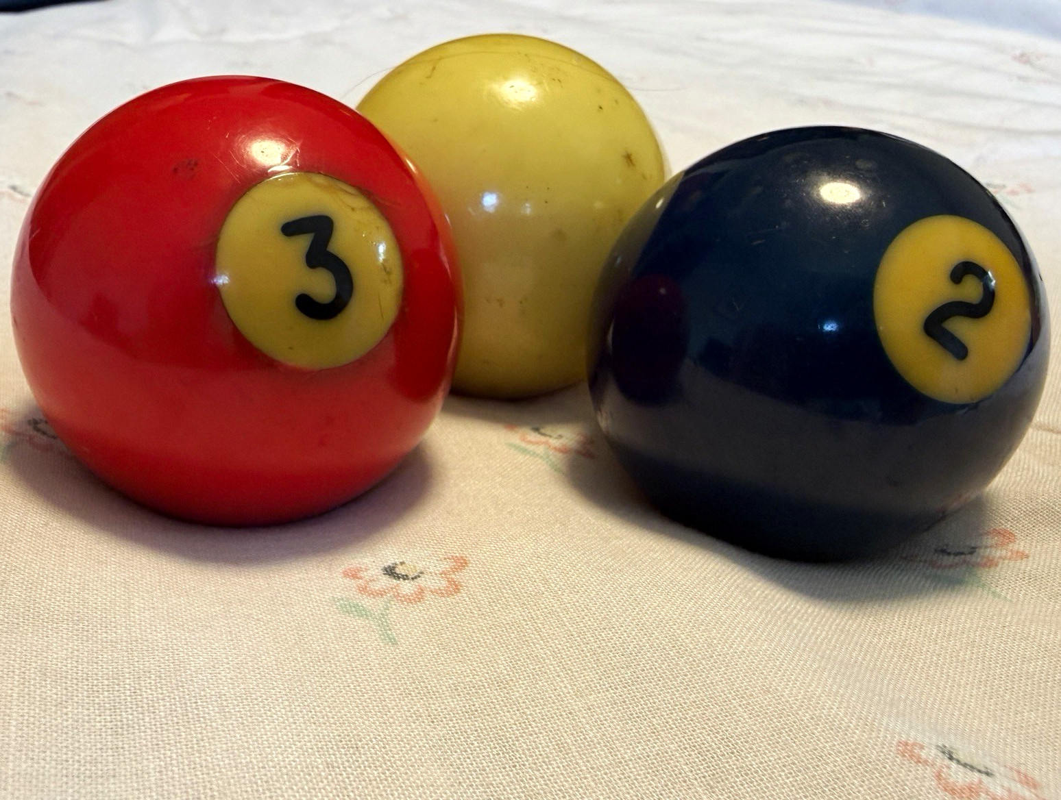 Vintage Billiard Balls Lot of 3 Cue Ball #2 #3 Craft Display Repair