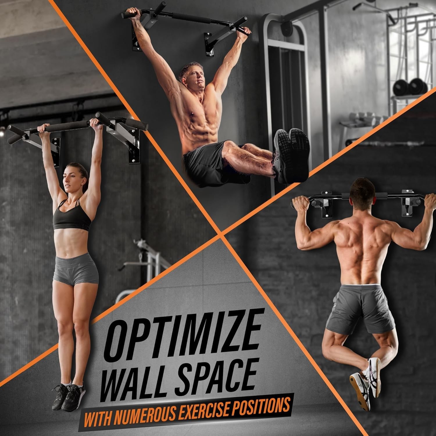 Pull Up Bar Wall Mounted - Multifunctional Wall Mounted Pull Up Bar for Home ...