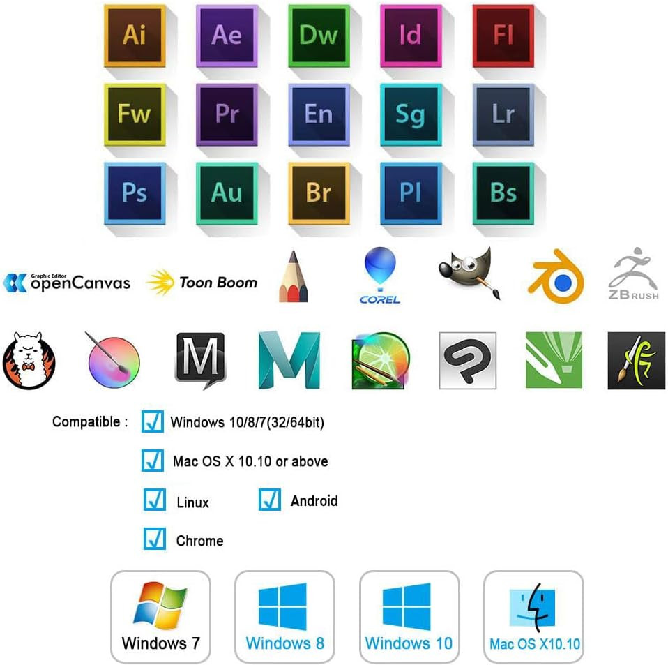 Drawing Tablet Graphics, M708 V2 Upgrade Pc&Computer&Android Device,10X6