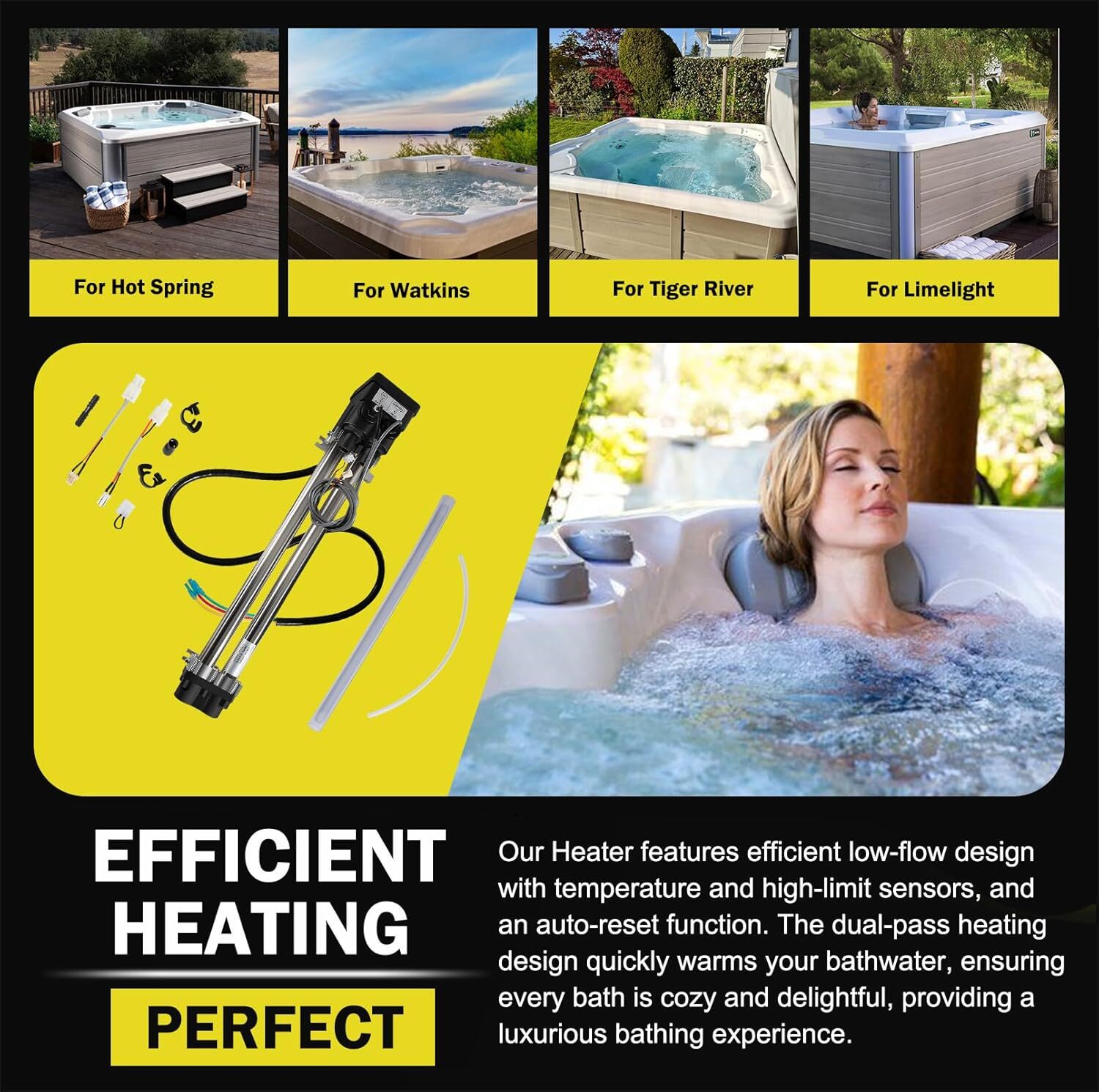 No-Fault Spa Heater for Hot Spring/Watkins 1995+ - 6kW Titanium w/Sensors- 73790