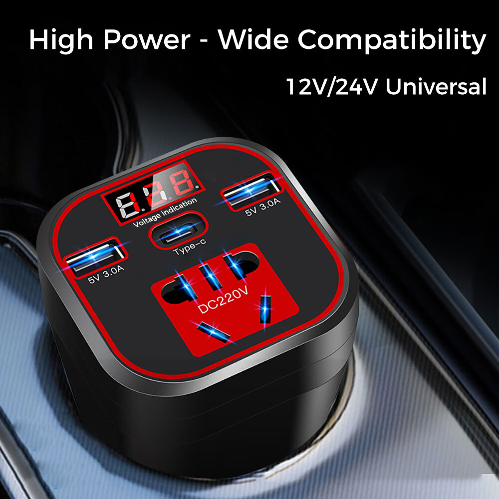 Car Power Inverter DC 12V/24V To AC 220V Converter Charger Socket Fast Charger@