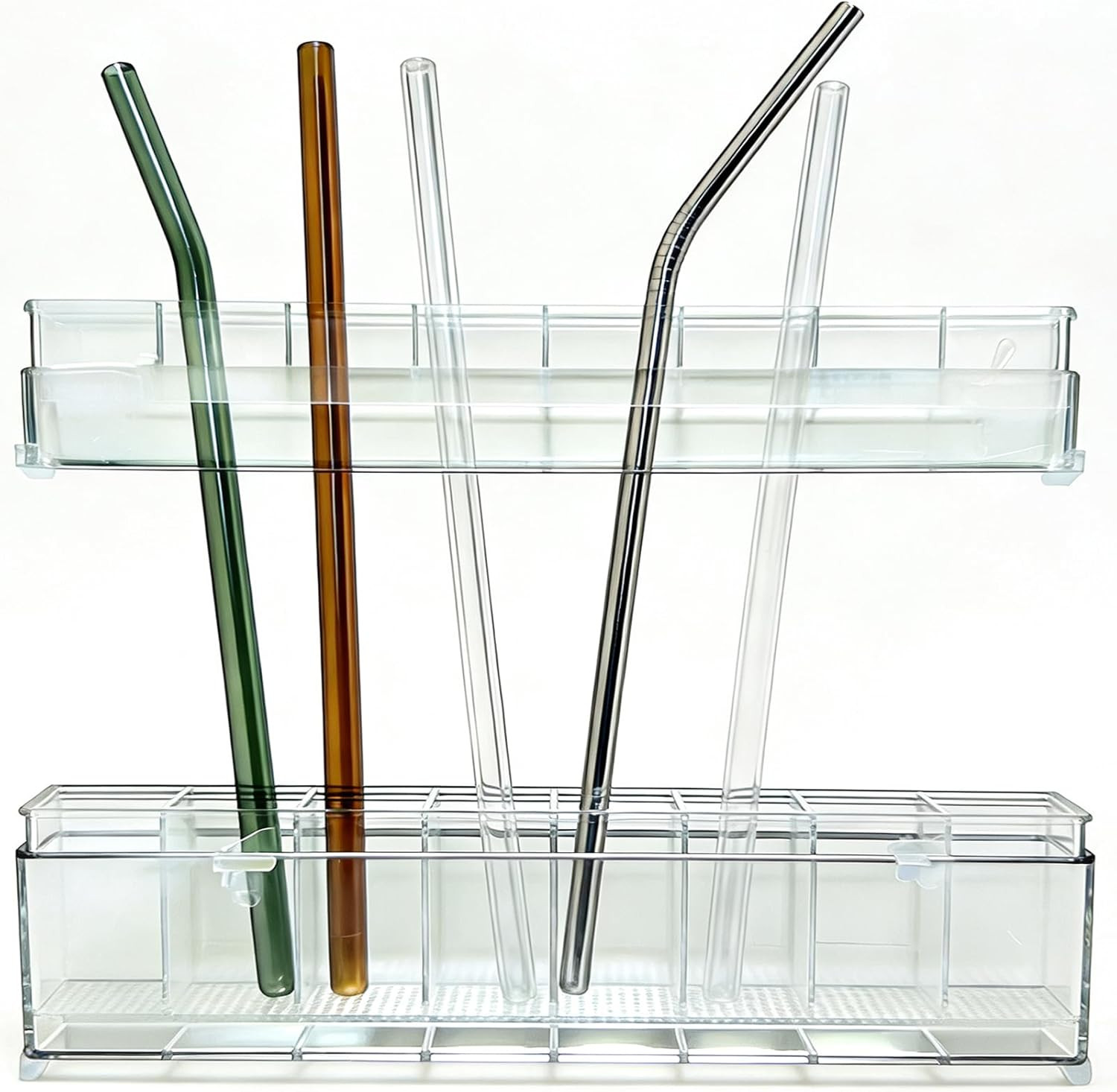 Soporte acrilico doble capa 9.8 pulgadas extraible lavable organizador pajillas