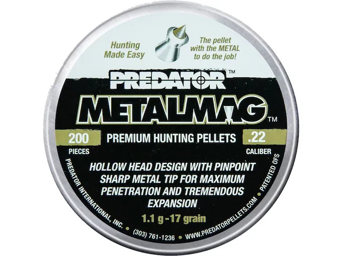 Predator Metalmag Airgun Pellets 22 Caliber 16 Grain Pointed, 1009-200