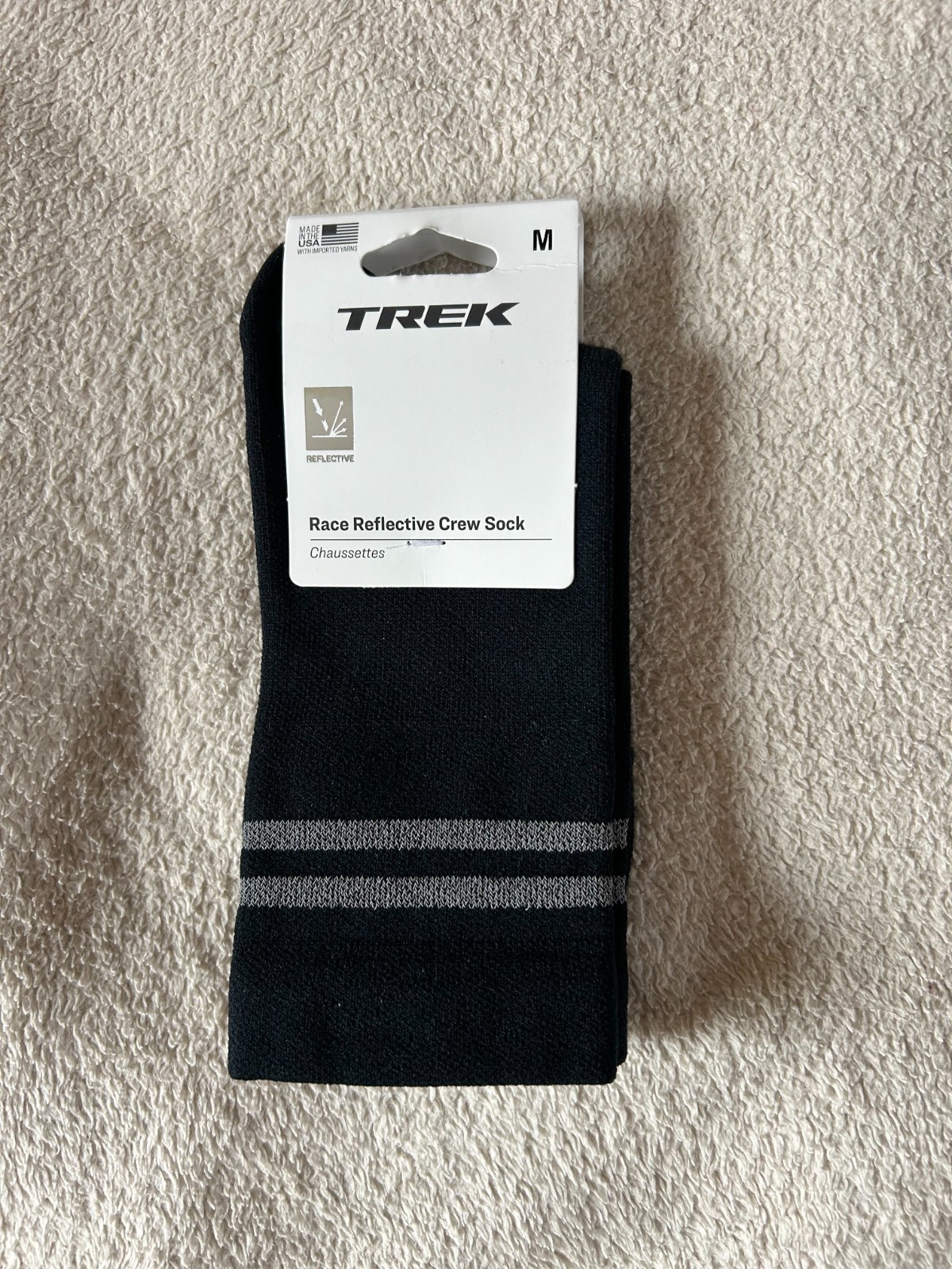 Trek Race Reflective Crew Cycling Sock SIZE Medium Black