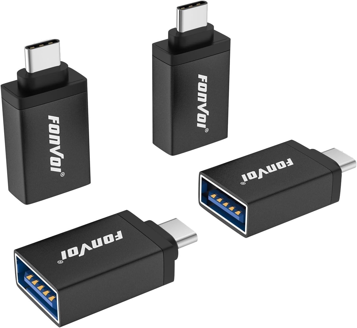 Ultra-Compact USB Type C to USB 3.0 Adapters (4-Pack) - Effortless Data Transfer