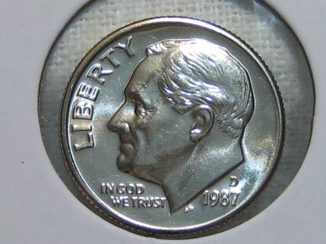 1987-D "FB/FT" FULL BAND/TORCH BU GEM ROOSEVELT DIME MUST SEE BEAUTIFUL DIME