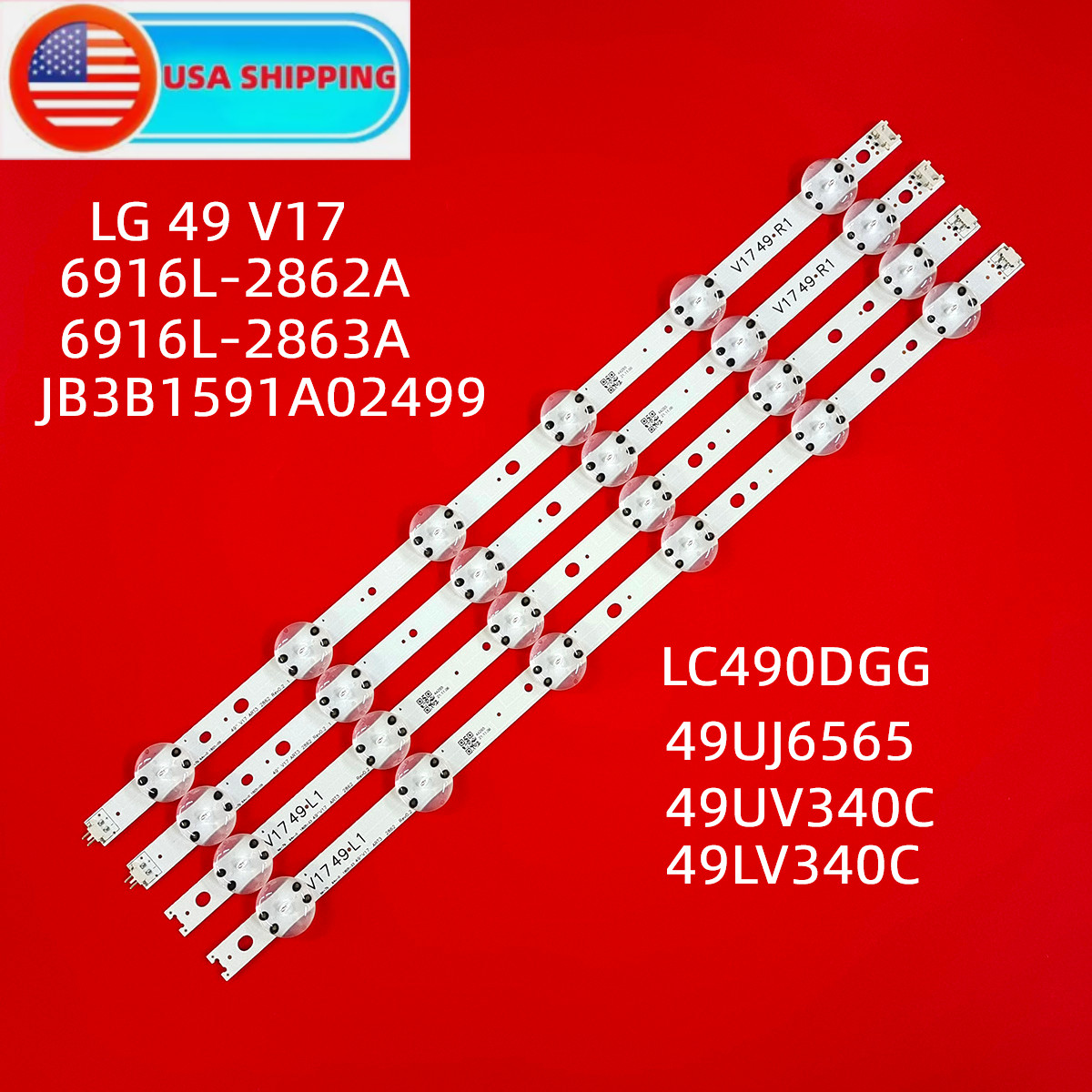 LED Backlight Bars For LG 49UJ6517 49UJ6510 49UJ6500 49LV340C AGF30001201