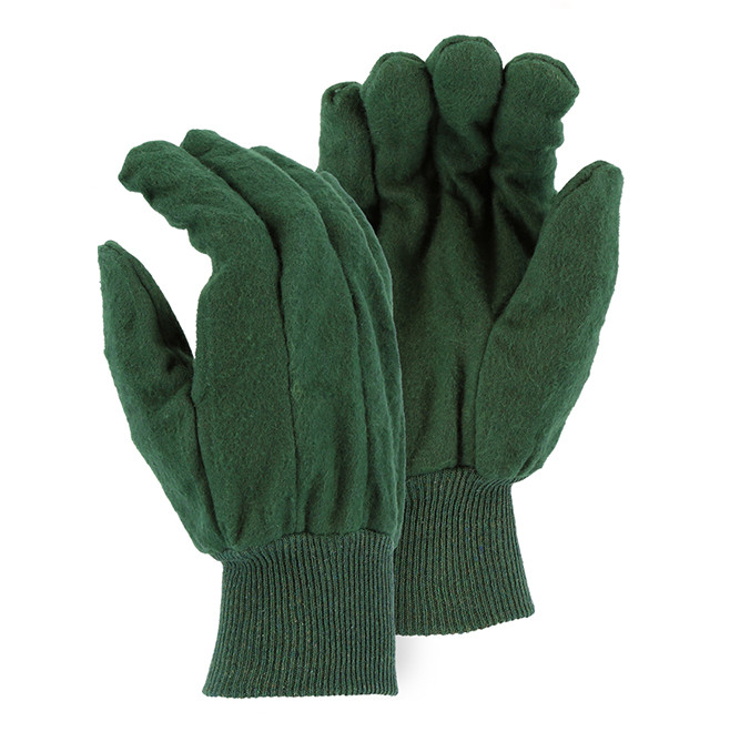 3 Pair of Majestic Large Green 18 Ounce Cotton Gloves 3465 Large Farmer Bob's
