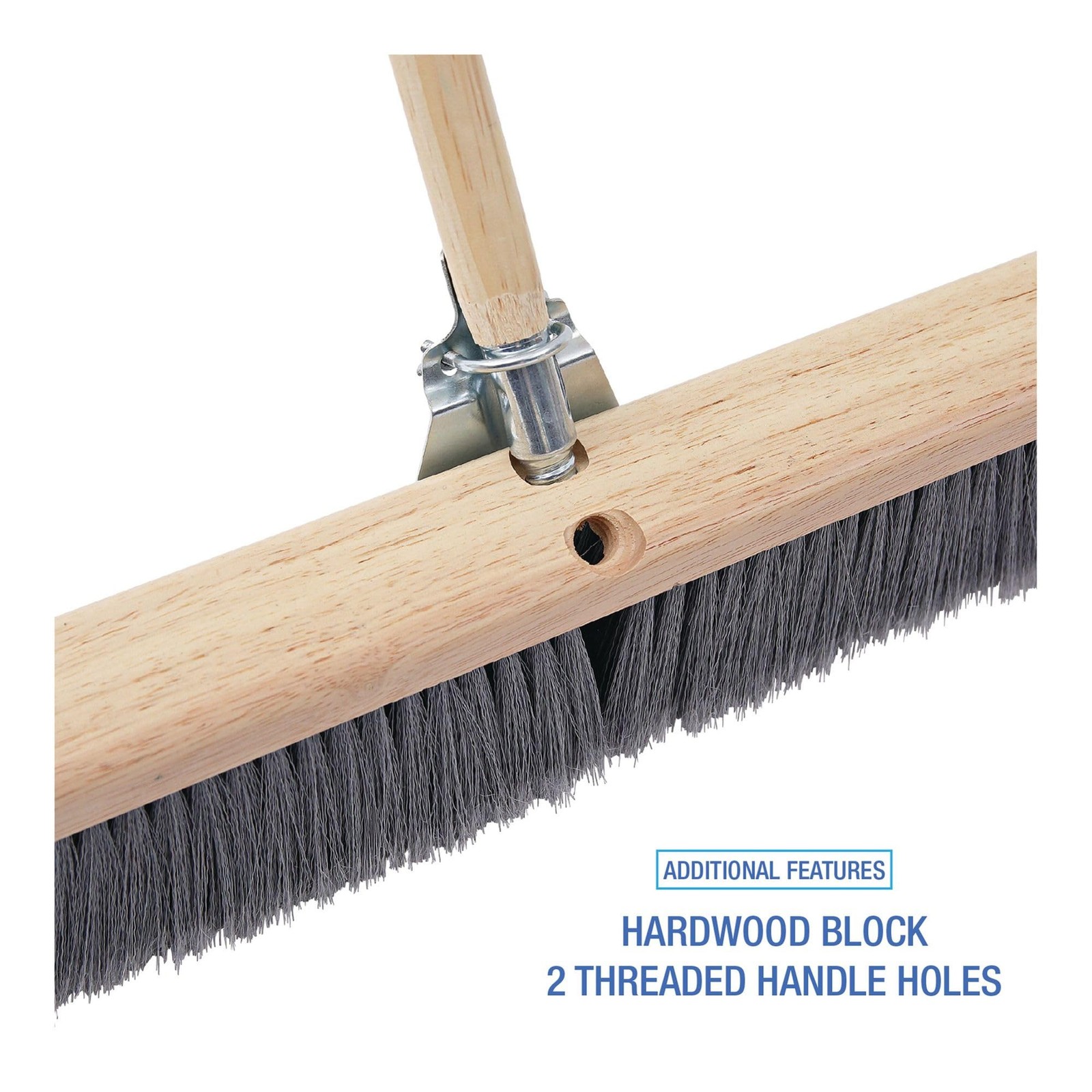 36" Floor Brush Head - 3" Flagged Polypropylene Bristles, Gray