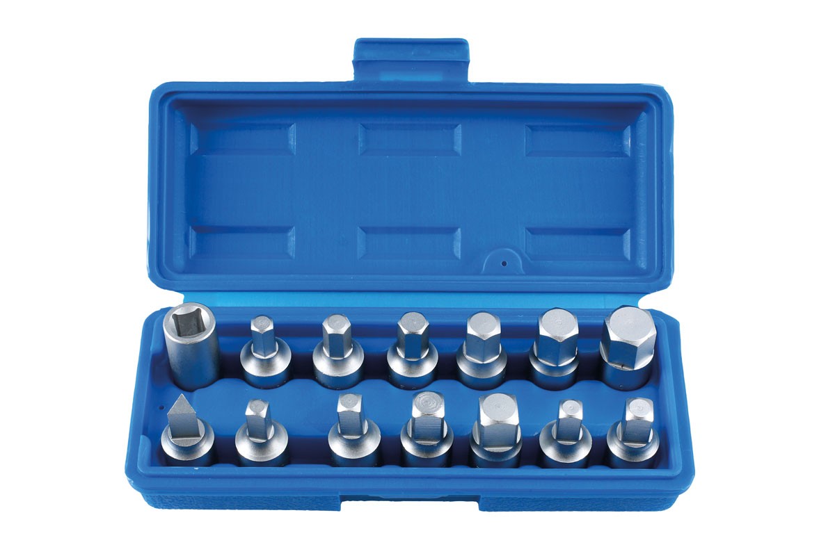 Laser Tools Drain Plug Key Set 3/8"D 14pc 3175