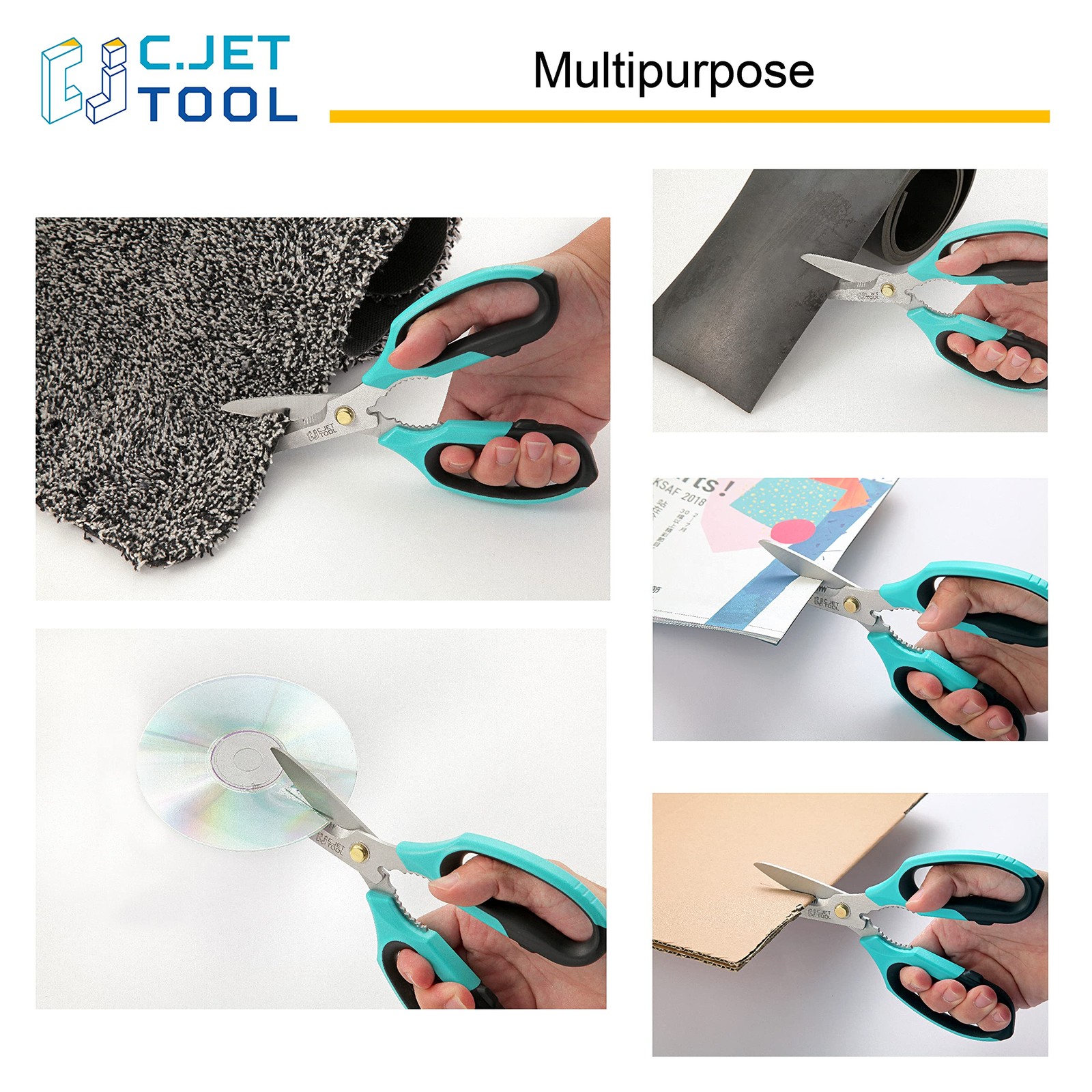 8 Heavy Duty Scissors, Utility Scissors All Purpose for Cardboard, Plastic, C...