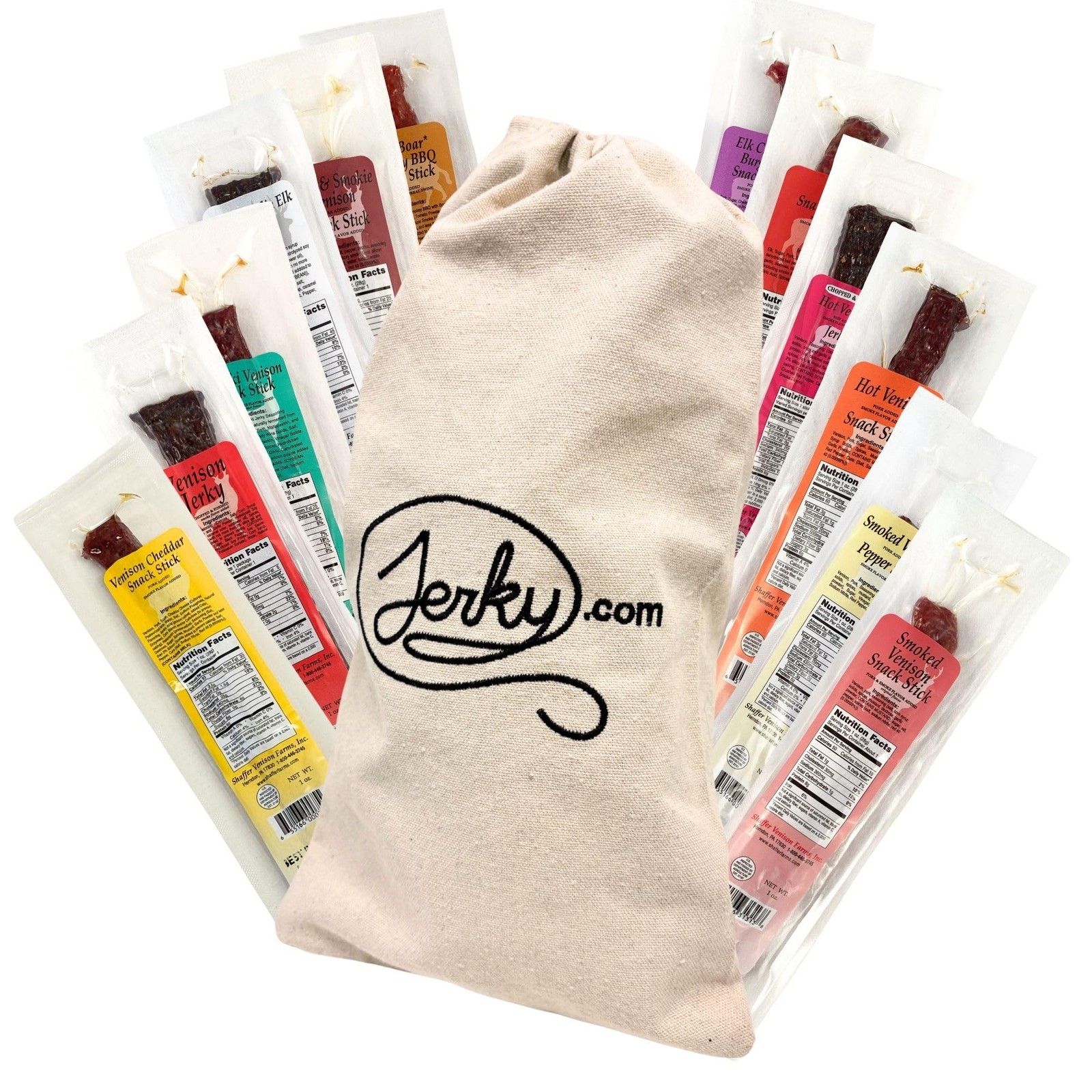 Exotic Meat Sticks Gift Bag | Wild Game Jerky Sampler with Venison, Elk & Wil...