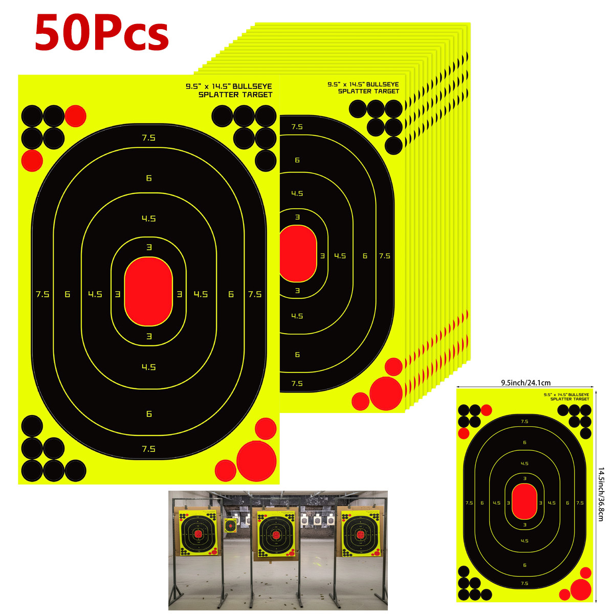 50Pcs Shooting Targets Splatter Paper-Shots Burst Stickers for Gun Shoot Rifle