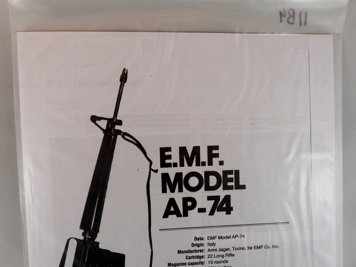 E.M.F. MODEL AP-74 RIFLE BREAK DOWN INSTRUCTION KIT