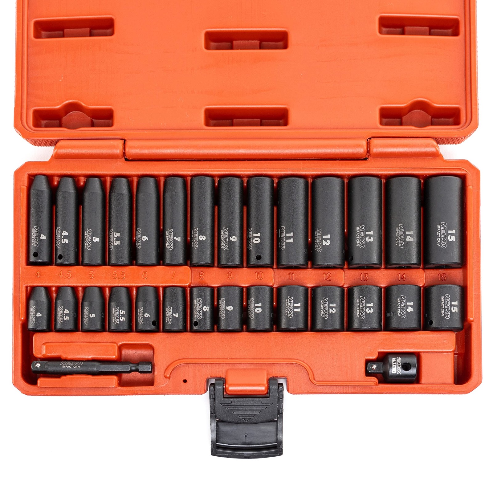 NEIKO 02481A 1/4" Drive Impact Socket Set, 30 Piece, Metric Sizes 4 –