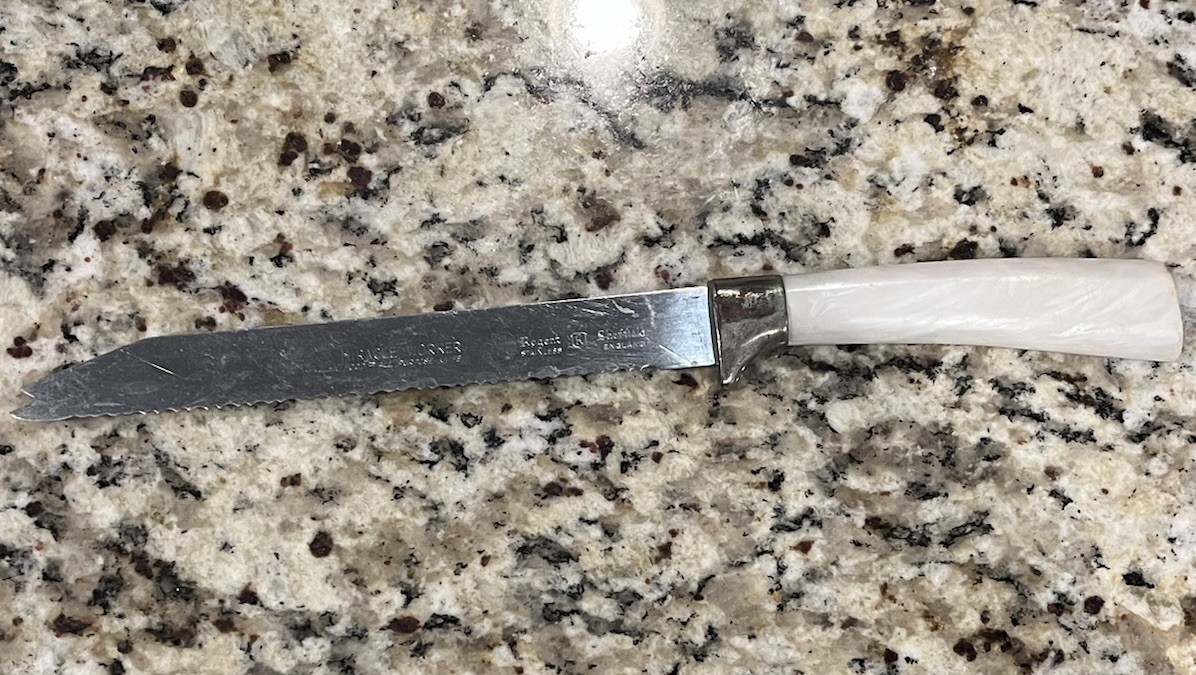 VTG Regent Sheffield MIRACLE WORKER KNIFE Mother Pearl Frozen Food Stainless 12"