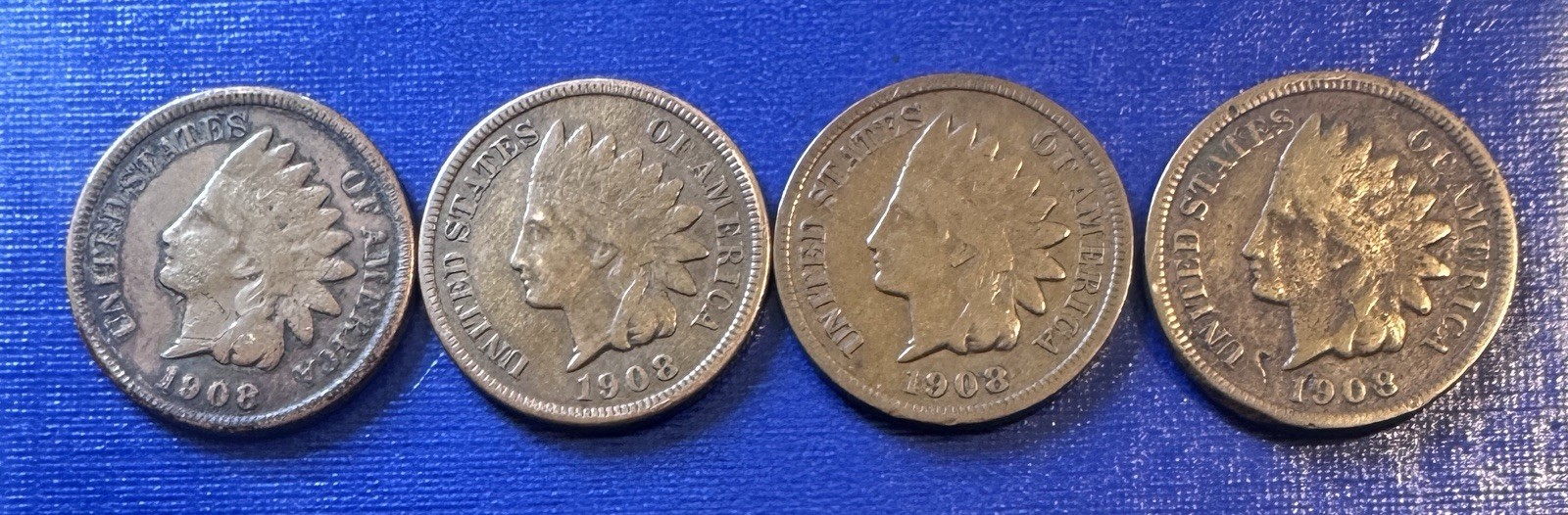 Lot Of 4  1908 -S Indian Head Pennies