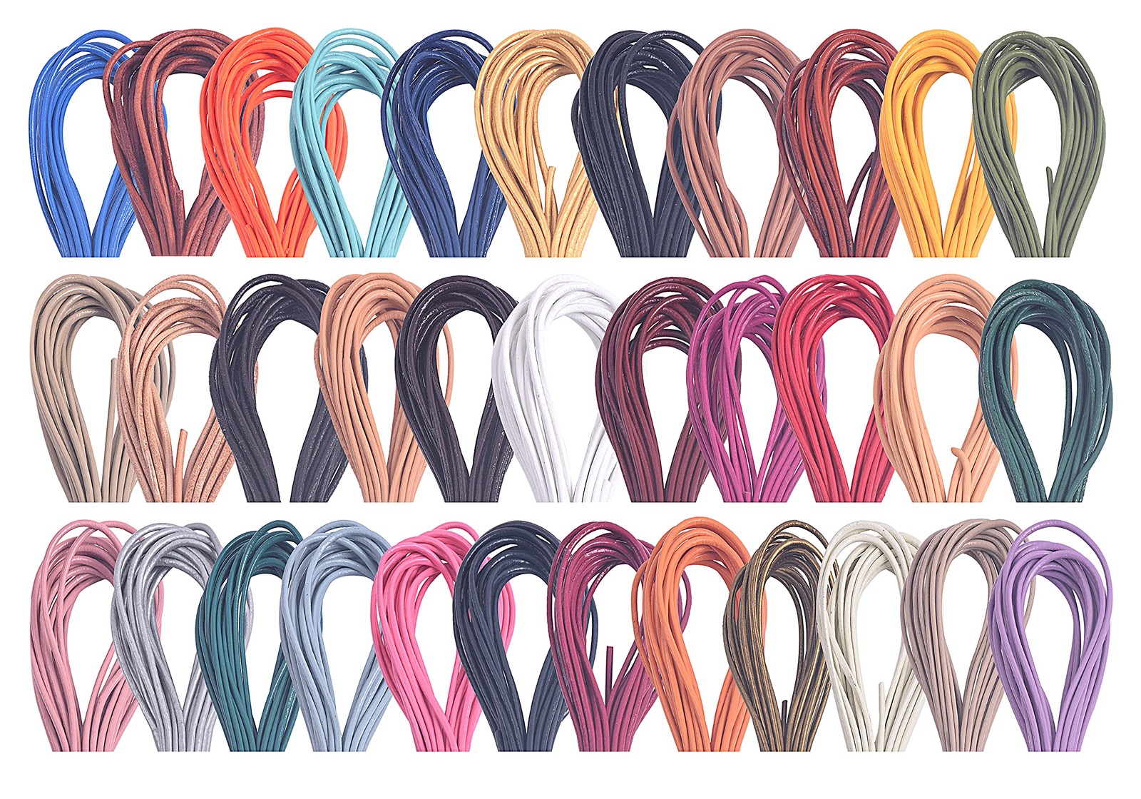 50 Yards 2.0mm 10 Colors Round Jewelry Real Leather Cord, Leather String for ...