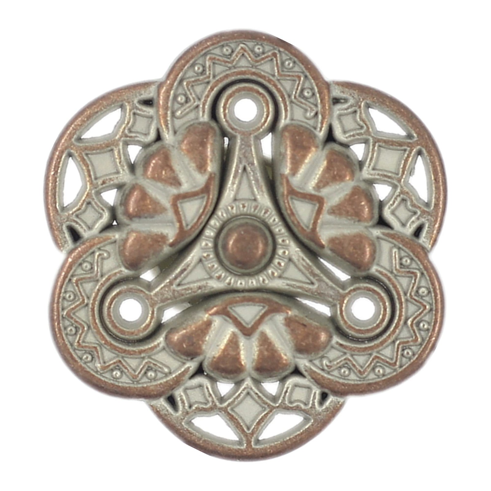 Bezelry 12 Pieces Gothic Flower Art 18mm (11/16 inch), Copper White Patina
