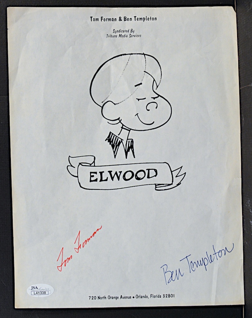 BEN TEMPLETON and TOM FORMAN signed 8.5 x 11 Cartoon Letterhead JSA