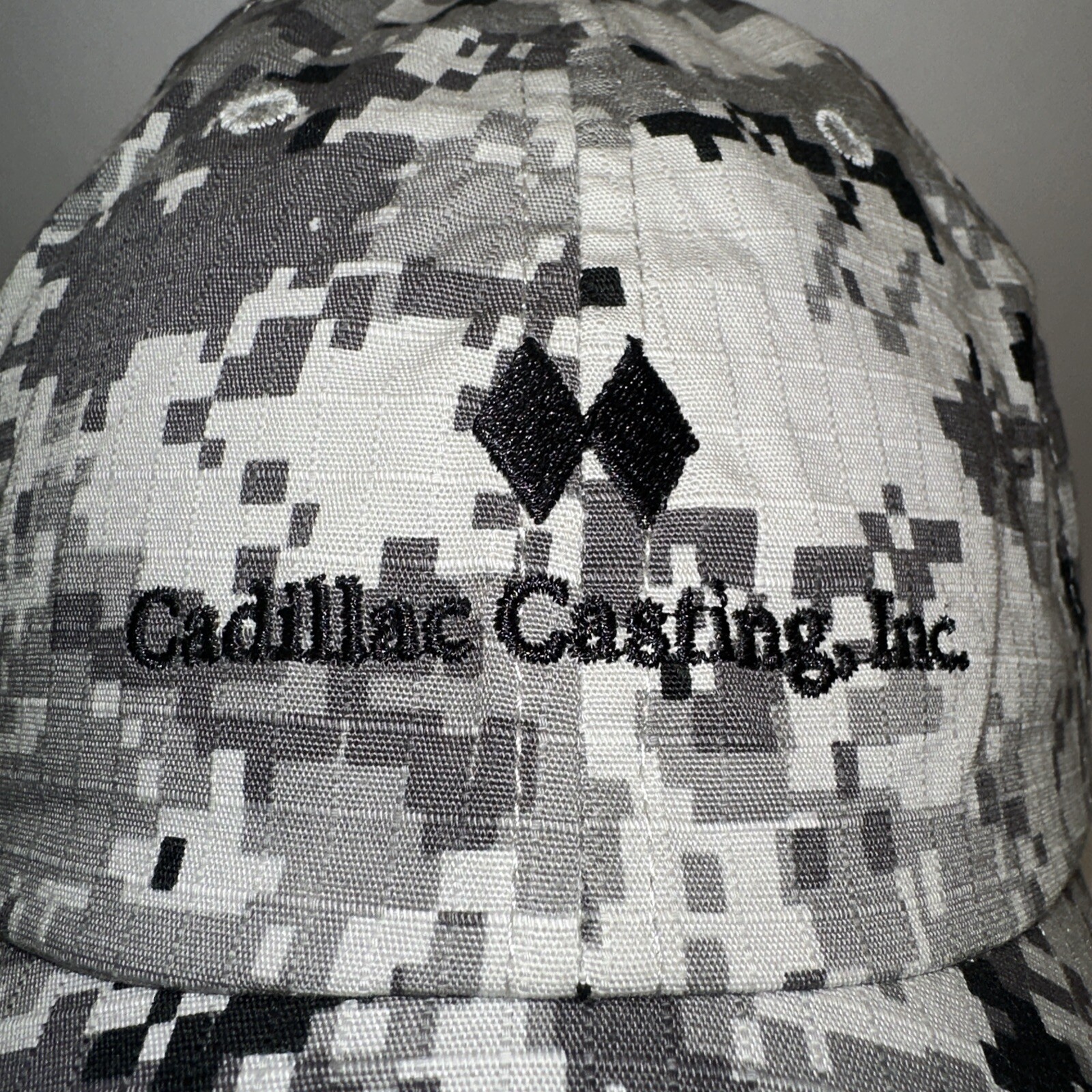 Cadillac Casting INC Gray black Hat Cap Digital Camouflage Hook Loop OSFA