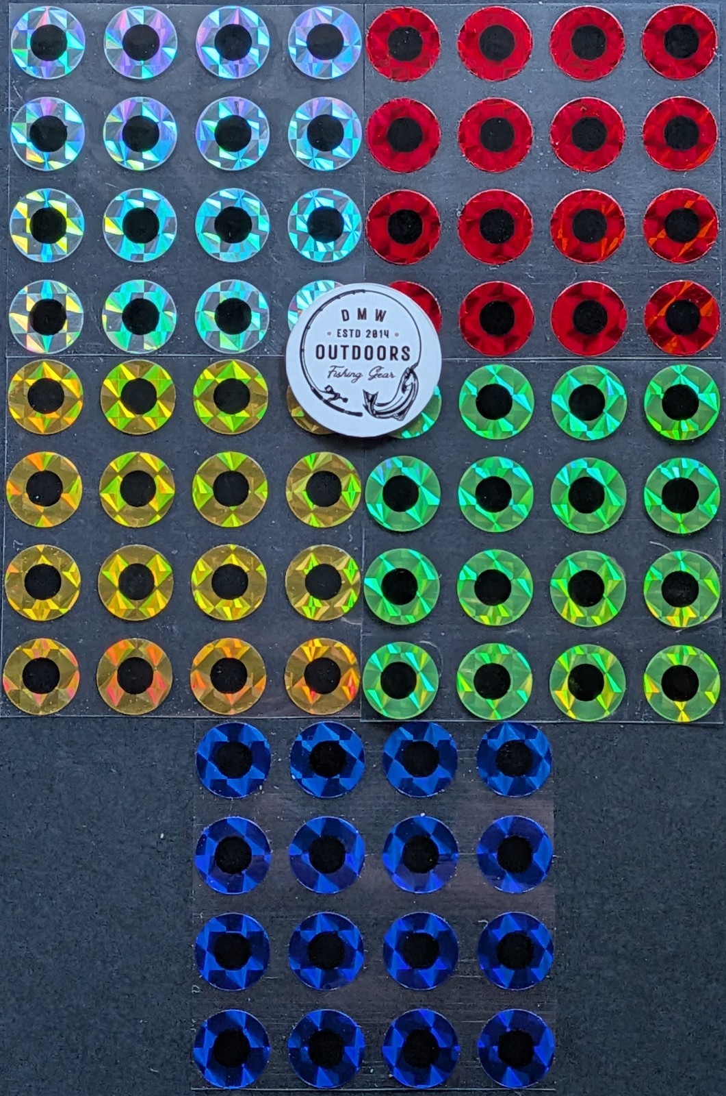 Flat Fish Eyes-Holographic-Multi Sizes & Colors Avail-Fly Tying-Lures-Jigs-Craft