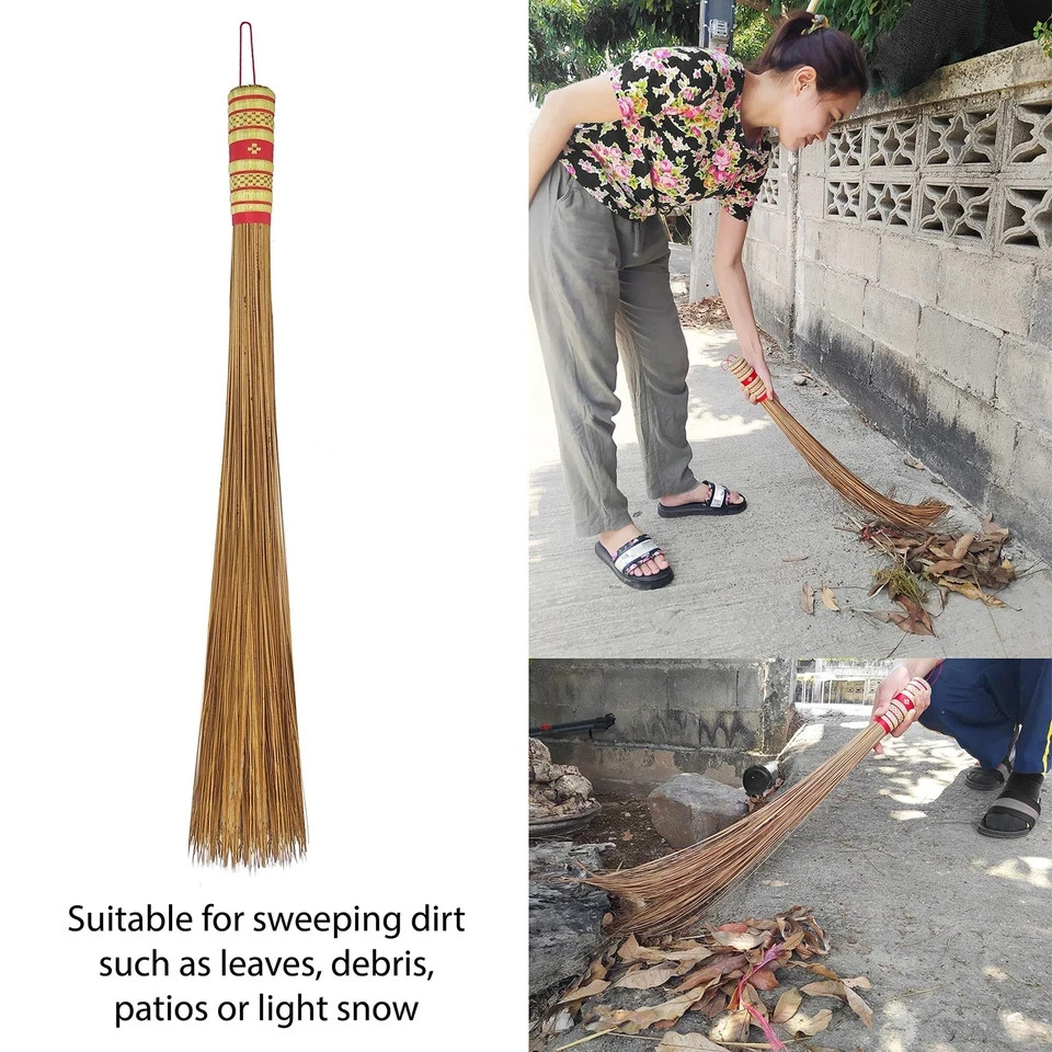 32 inch Multi-Surface Sturdy Outdoor Authentic Coconut Leaf Broom Asian Heavy...