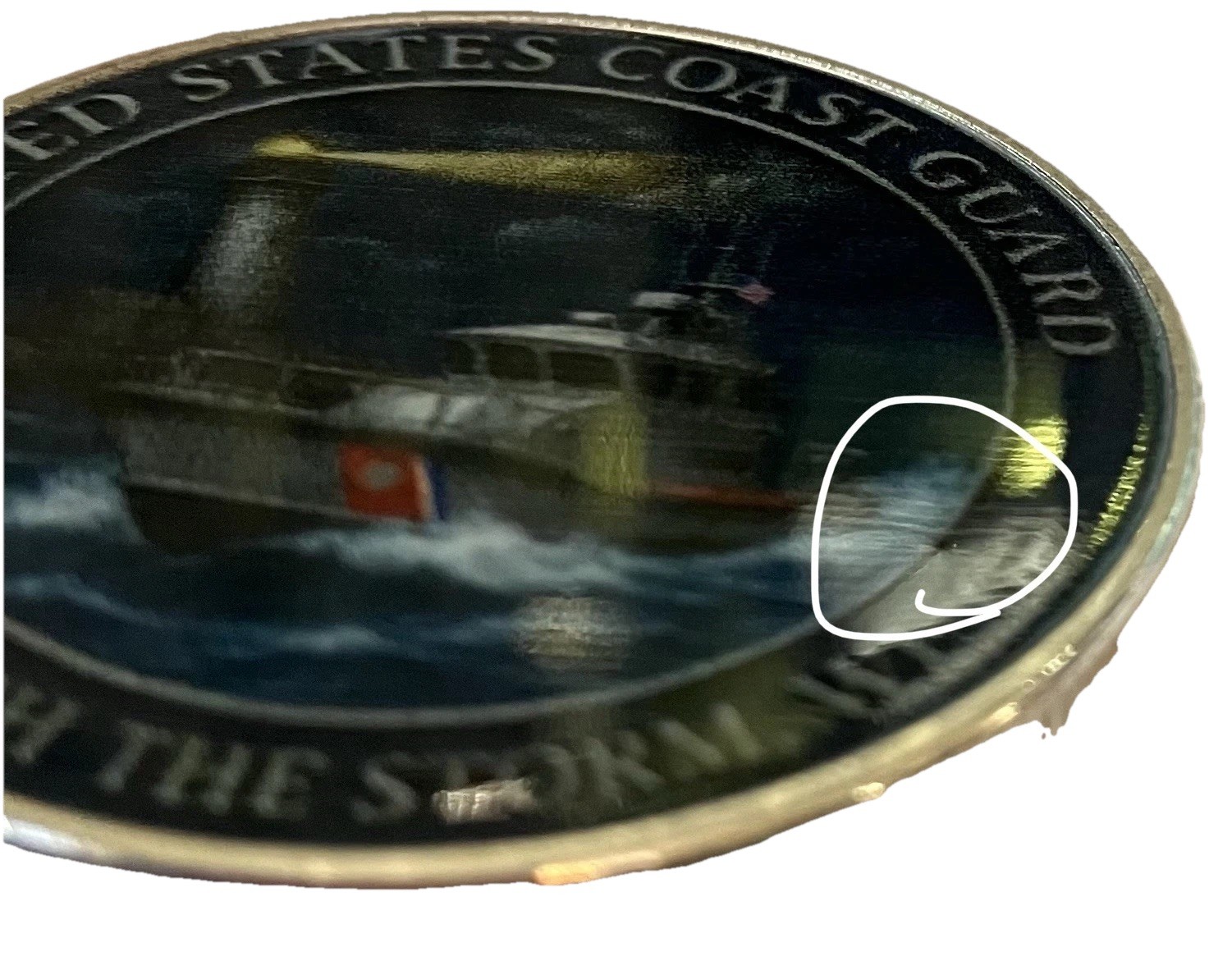 US Coast Guard Imperfect Coin-Silver Colored-2D-super Small Bumps-Random