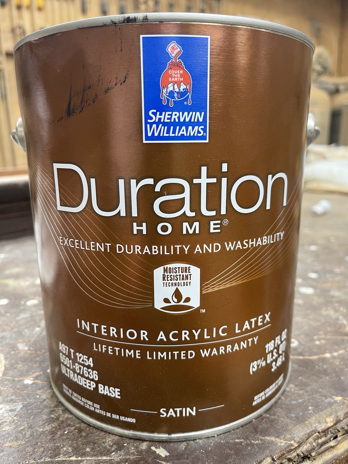 1 Gallon Sherwin Williams Duration Interior SatinPaint/ 6195 Rock Garden Green