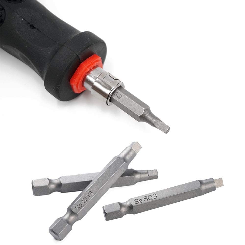 Fixinus 6 Pieces Square Screwdriver Bits, 1/4 inch Hex Shank S2 6