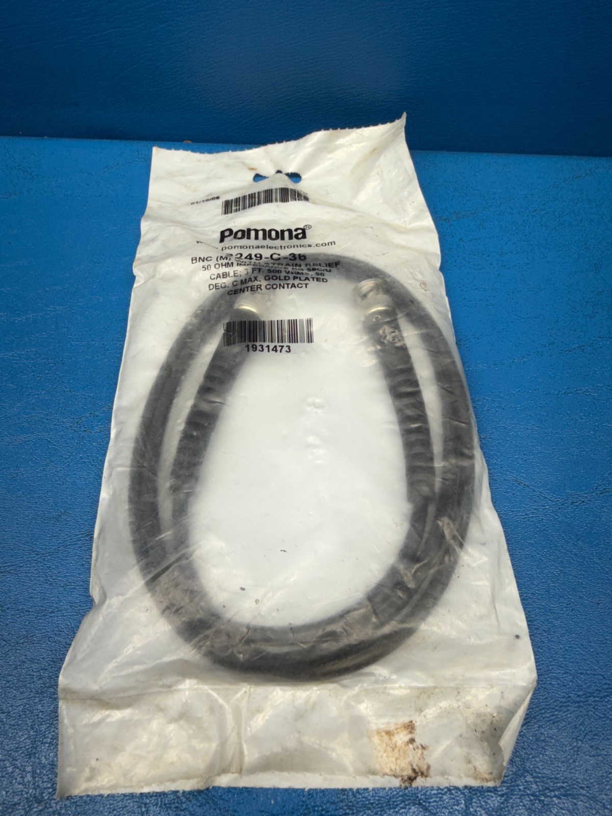 Pomona Electronics 2249-C-36 36" Coaxial Cable Assembly with Strain Relief