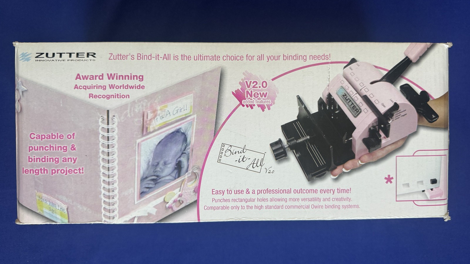 ZUTTER Bind All v2.0 Pink Scrapbooking Project Cover Spiral Binding Machine New