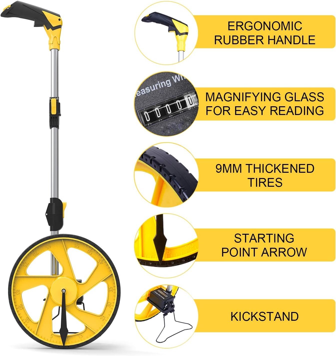 Accurate 12-Inch Measuring Wheel with Reset Function - Ideal for Professionals