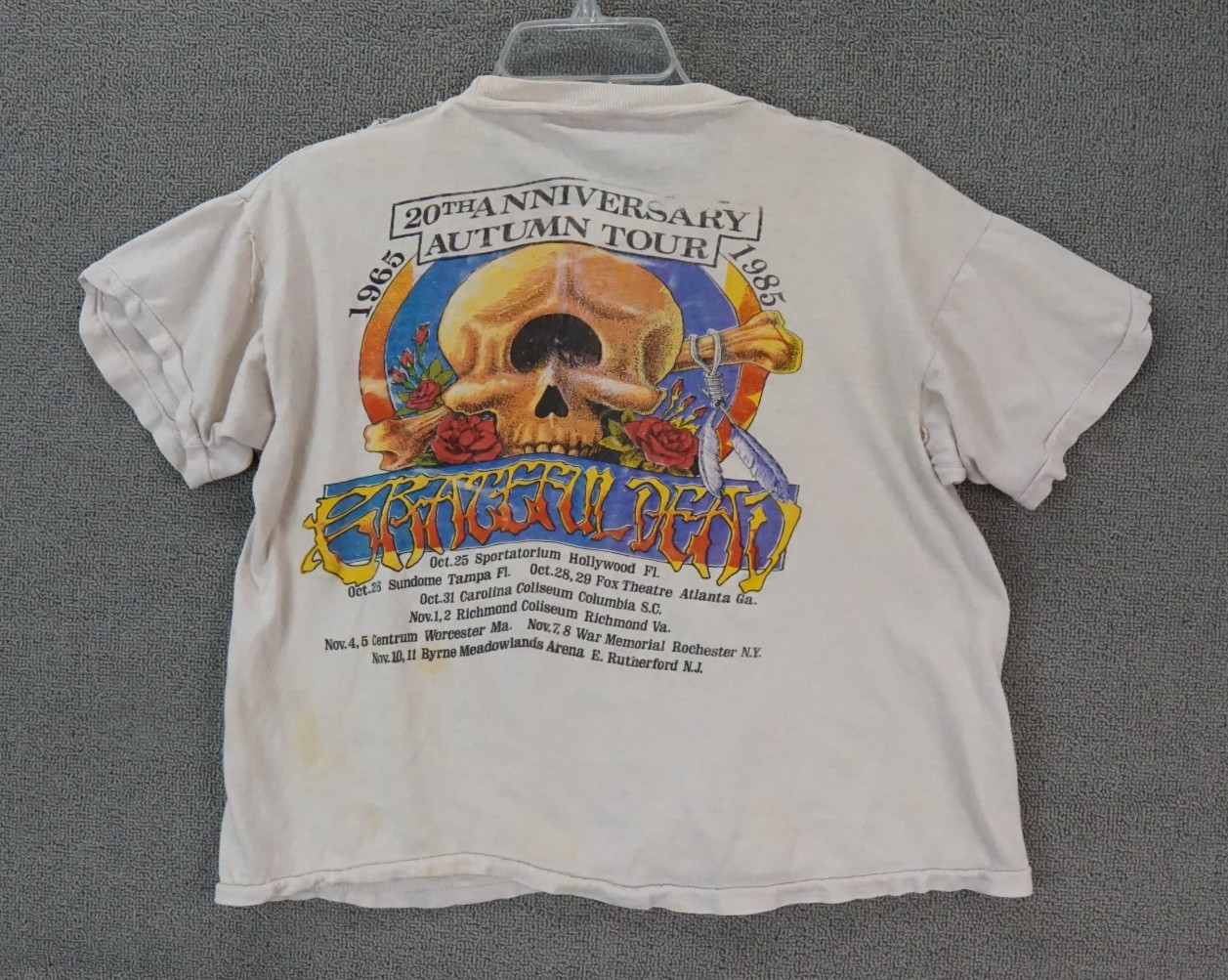 Vintage 1985 Grateful Dead 20th Anniversay Autumn Tour T Shirt White Size Medium